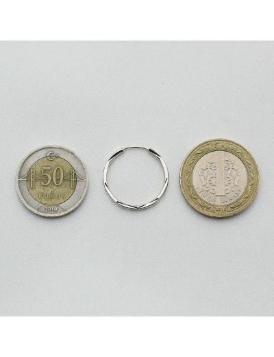 Beyaz Altın Kalem İşli Halka Küpe (Çapı: 2.2 cm) resmi