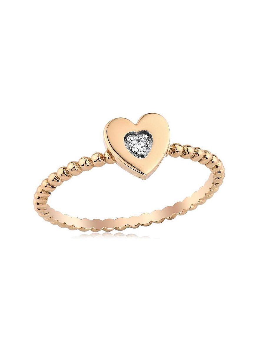 0.04 Karat Pırlantalı Kalp Chocolate Yüzük PY1061-1 resmi