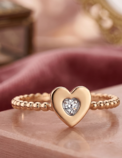 0.04 Karat Pırlantalı Kalp Chocolate Yüzük PY1061-1 resmi