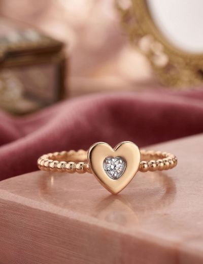 0.04 Karat Pırlantalı Kalp Chocolate Yüzük PY1061-1 resmi