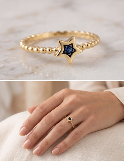0.05 Karat Safir Yıldız Chocolate Yüzük PY1091-5 resmi