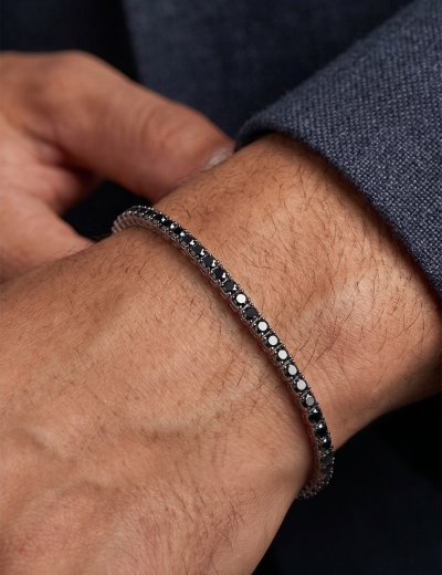 1.15ct Siyah Pırlantalı Su Yolu Bileklik resmi