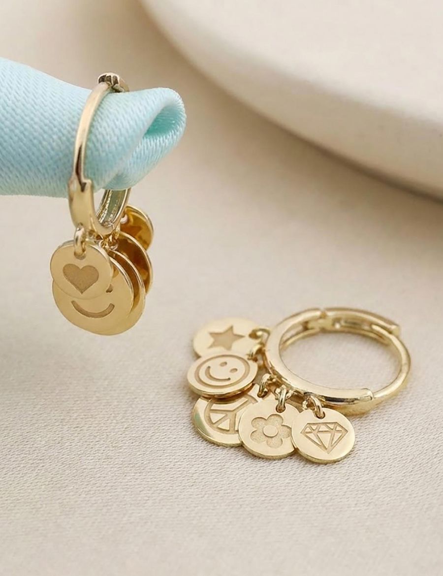 Neşeli Altın Halka Küpe-14 Ayar resmi