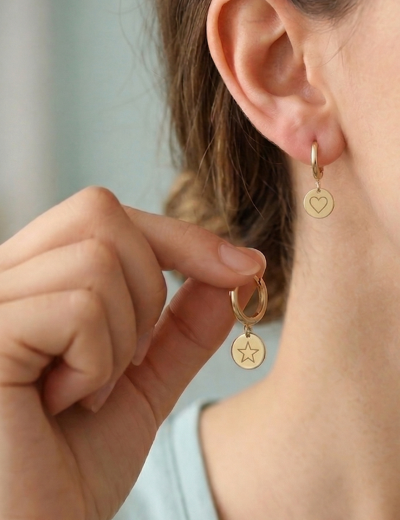 Daire Sallantılı Altın Halka Küpe resmi