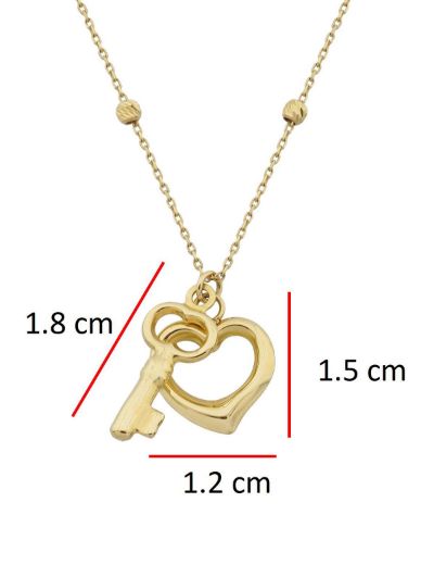 14 Ayar Altın Kalbimin Anahtarı Kolye resmi