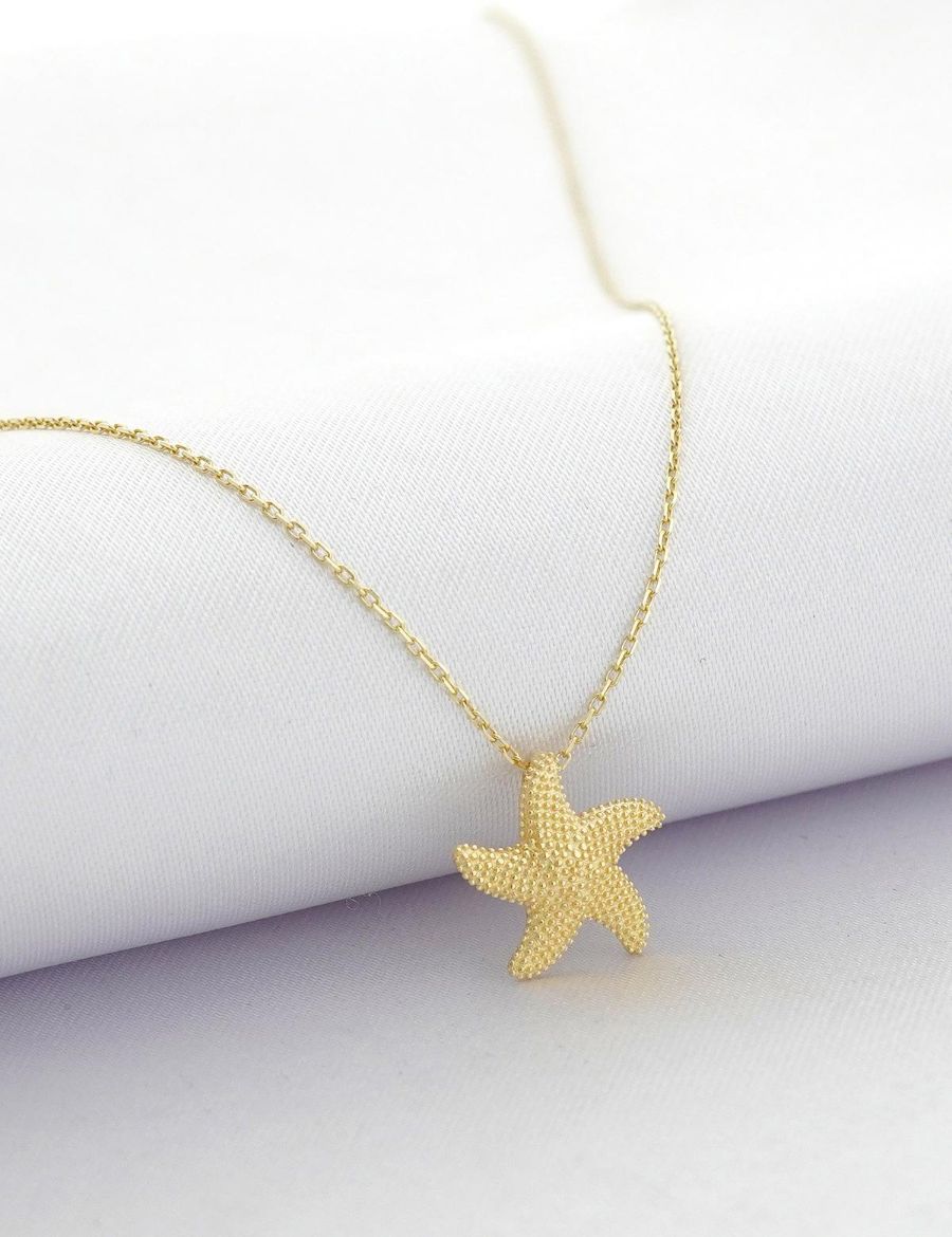 14 Ayar Altın Deniz Yıldızı Kolye resmi