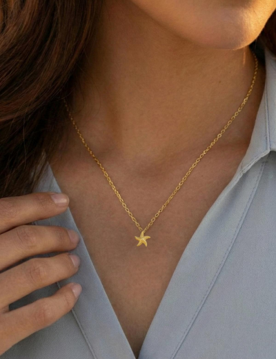 14 Ayar Altın Deniz Yıldızı Kolye resmi