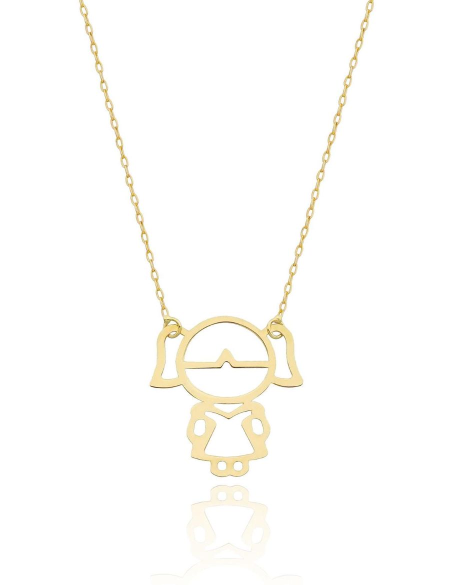 Örgülü Kız 14 Ayar Altın Kolye resmi