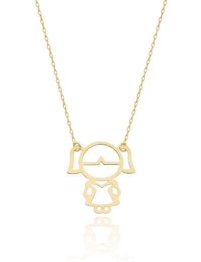 Örgülü Kız 14 Ayar Altın Kolye resmi