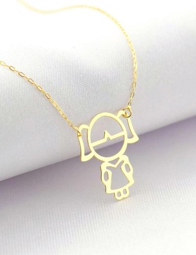 Örgülü Kız 14 Ayar Altın Kolye resmi