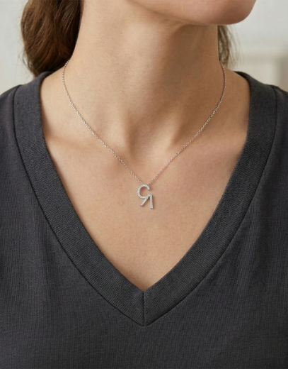 Harfli Pırlanta Kişiye Özel Kolye resmi