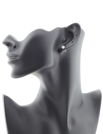 Mavi Çiçek Çivili Altın Çocuk Küpe resmi