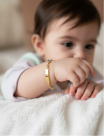 Nazar Boncuk Altın Çocuk Künye Bileklik resmi