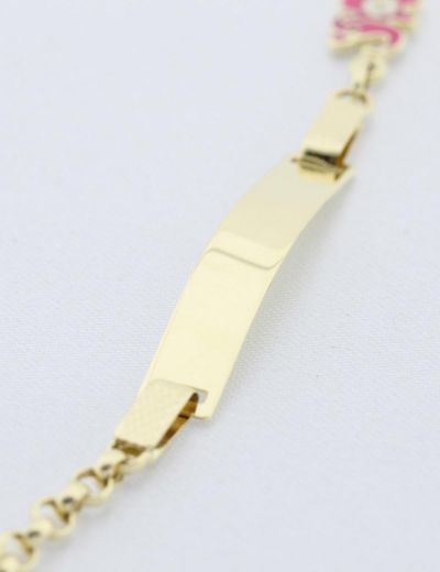 Pembe Fil Altın Çocuk Künye Bileklik resmi