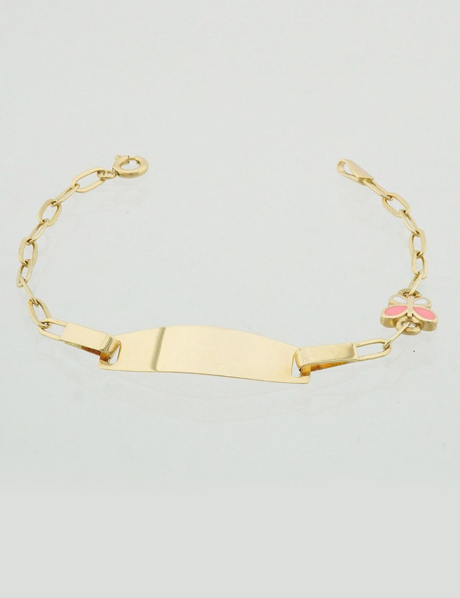 Renkli Kelebek Altın Çocuk Künye Bileklik resmi