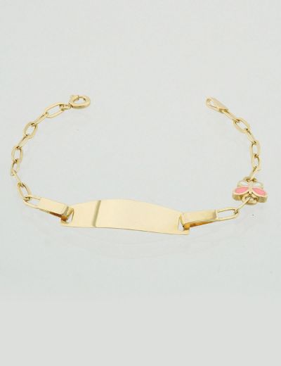 Renkli Kelebek Altın Çocuk Künye Bileklik resmi