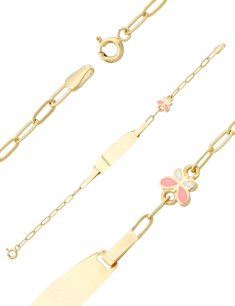 Renkli Kelebek Altın Çocuk Künye Bileklik resmi