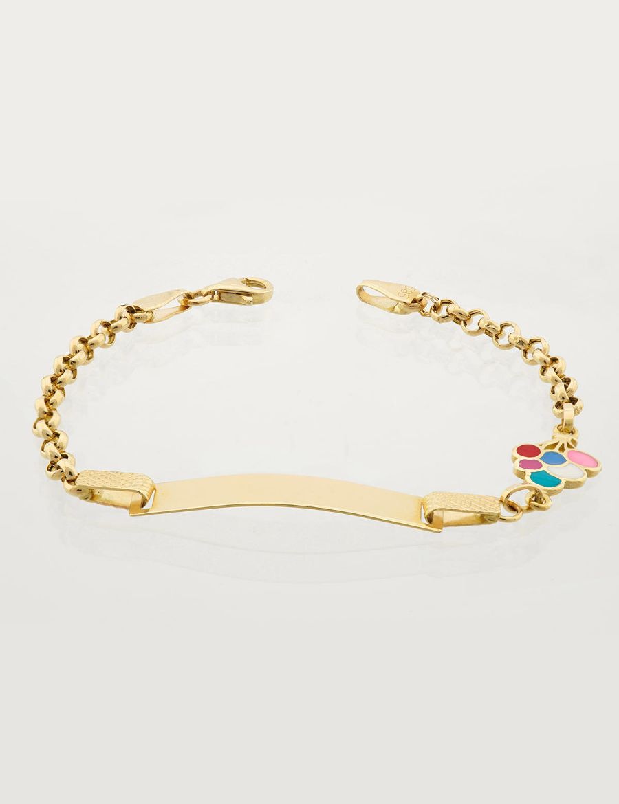 Balonlu Dörtgen Plaka Altın Çocuk Künye Bileklik resmi