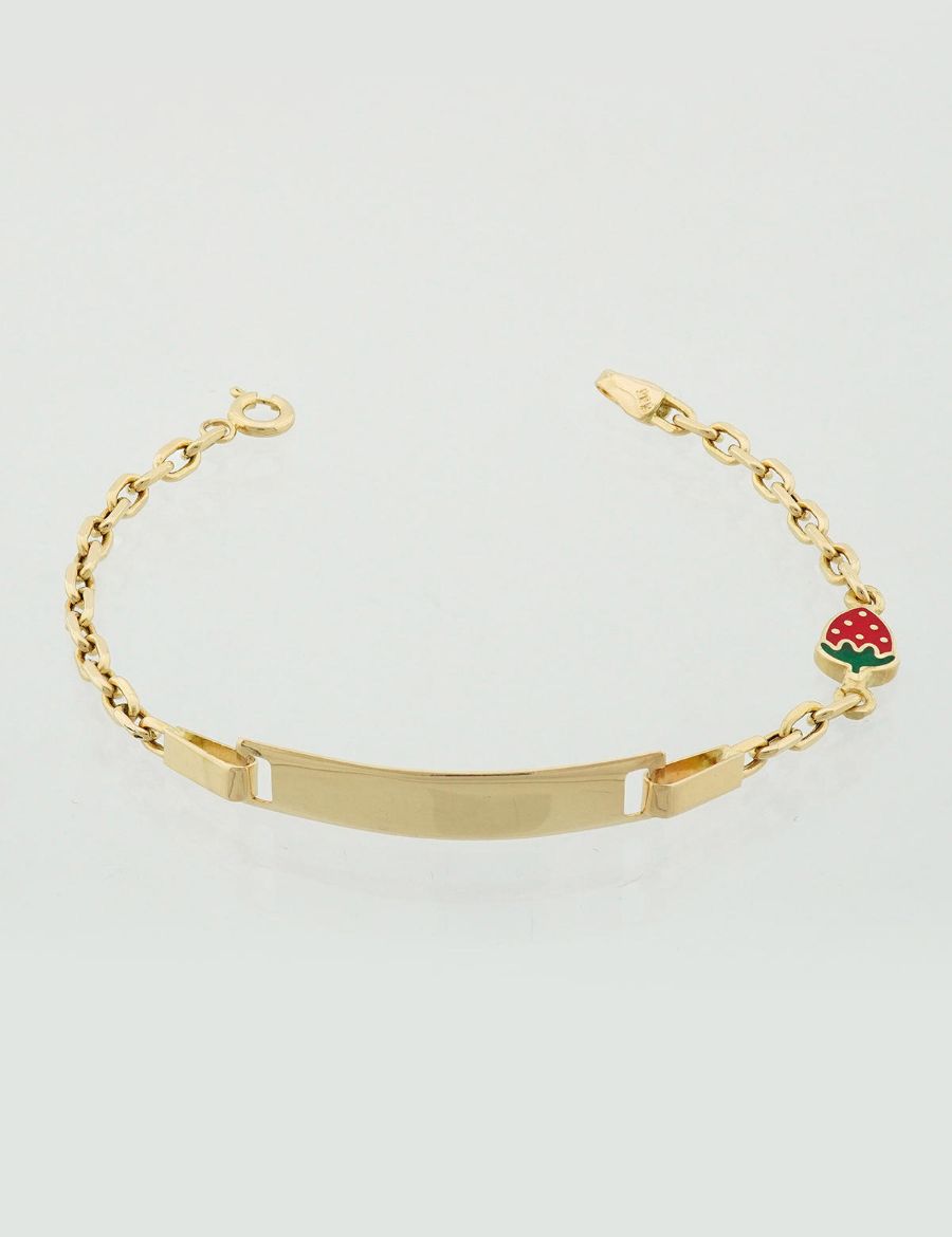 Çift Çilek Altın Çocuk Künye Bileklik resmi