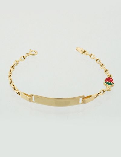 Çift Çilek Altın Çocuk Künye Bileklik resmi