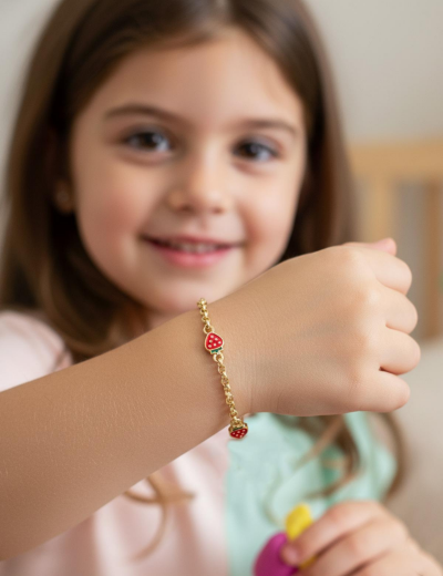 Tatlı Çilek Altın Çocuk Bileklik resmi