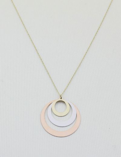 3 İsim 3 Renk Altın Halka Kolye resmi