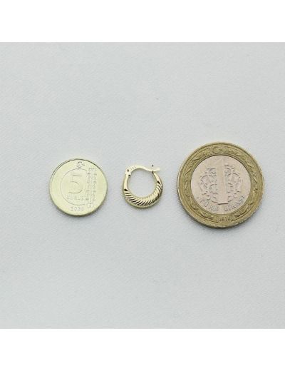 Yelpaze Motifli Minik Altın Küpe (Çap:1.2cm) resmi