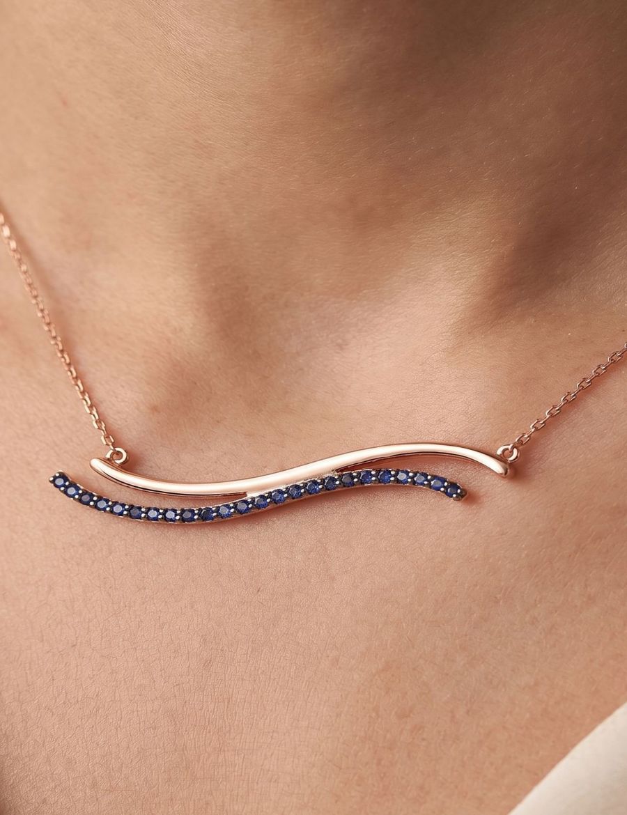 İkiz S Safir Kolye resmi