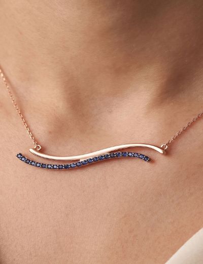 İkiz S Safir Kolye resmi