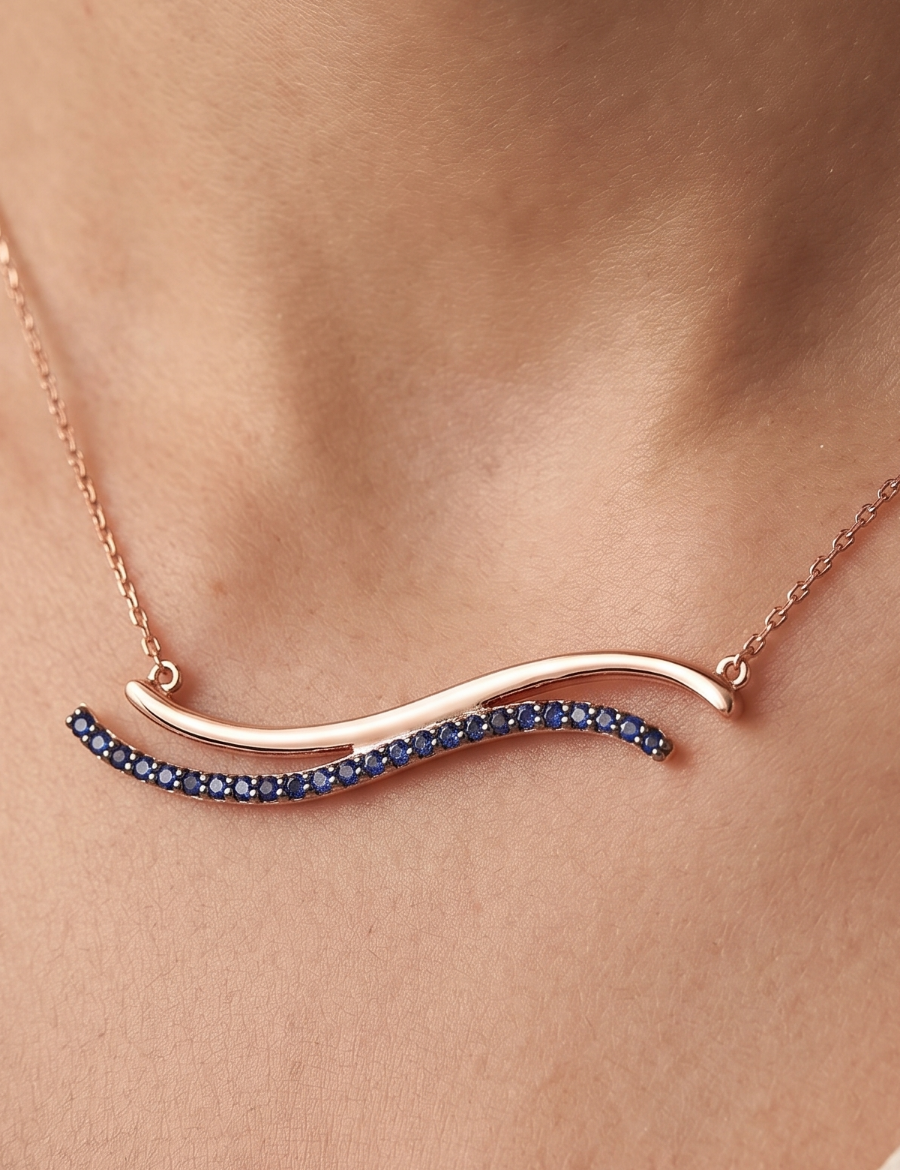 İkiz S Safir Kolye resmi