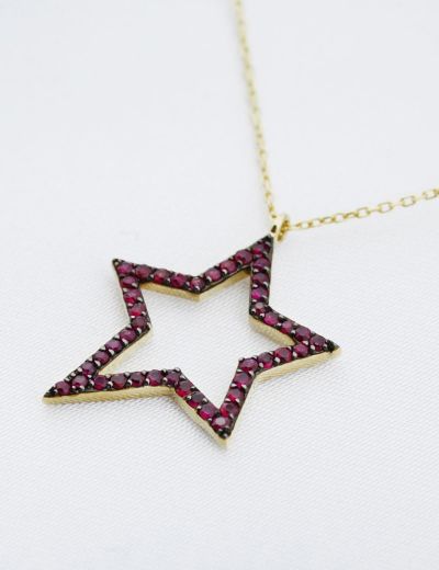 Yakut Keskin Yıldız Kolye resmi