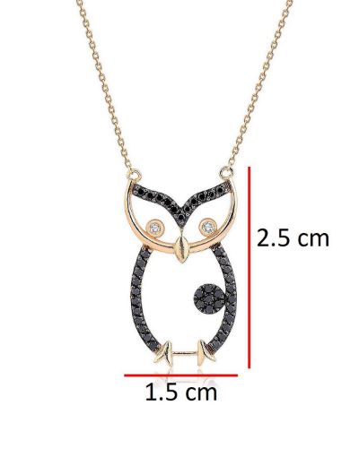 Siyah Pırlantalı Baykuş Kolye resmi