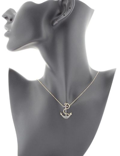 Siyah Pırlantalı Çapa Kolye resmi