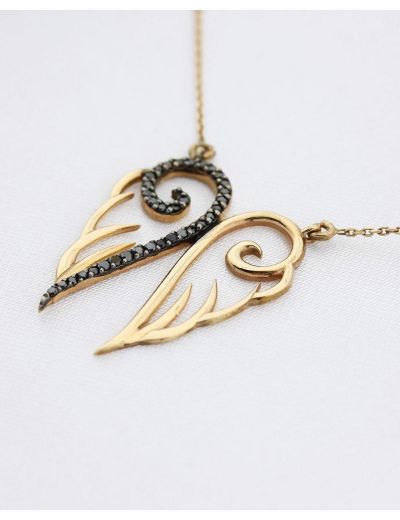 Siyah Pırlantalı Melek Kolye resmi