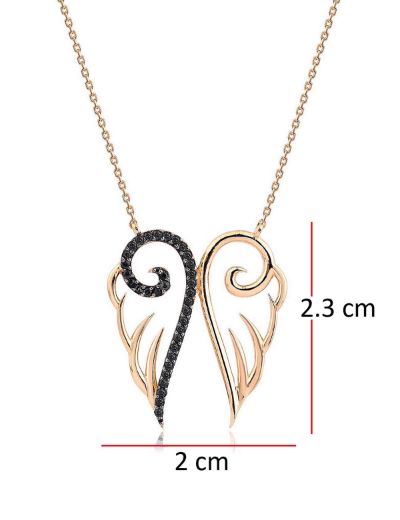 Siyah Pırlantalı Melek Kolye resmi