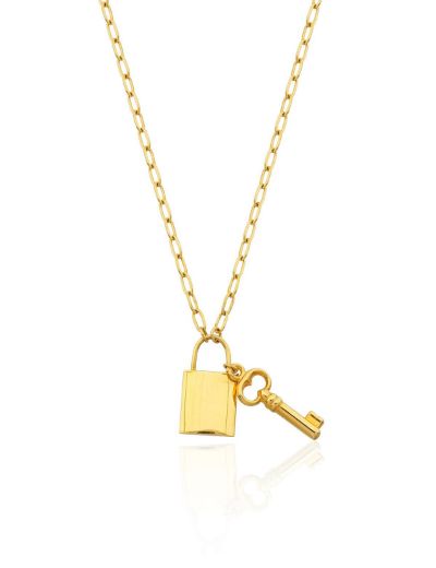 22 Ayar Altın Anahtar Kilit Kolye resmi