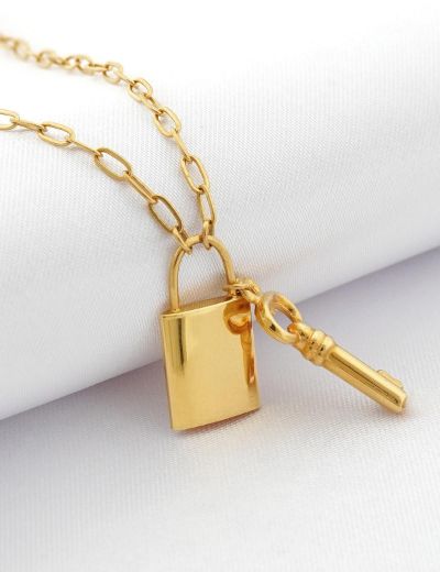 22 Ayar Altın Anahtar Kilit Kolye resmi