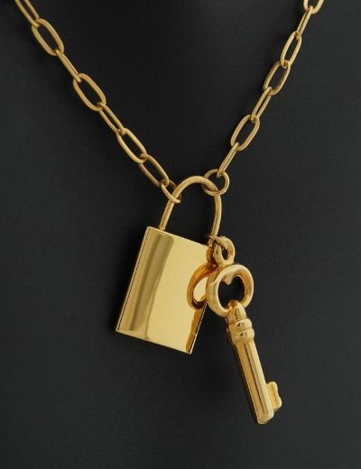 22 Ayar Altın Anahtar Kilit Kolye resmi