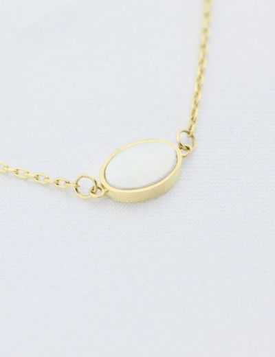 Küçük Oval Sedef 14 Ayar Altın Kolye resmi