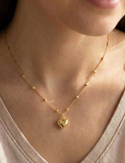 14 Ayar Altın Dorikalı Kalp Kolye resmi