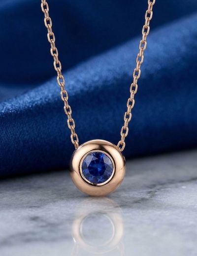 Doğal Safir Tektaş Kolye resmi
