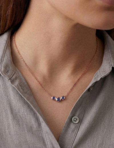 Doğal Safir Tria Altın Kolye resmi