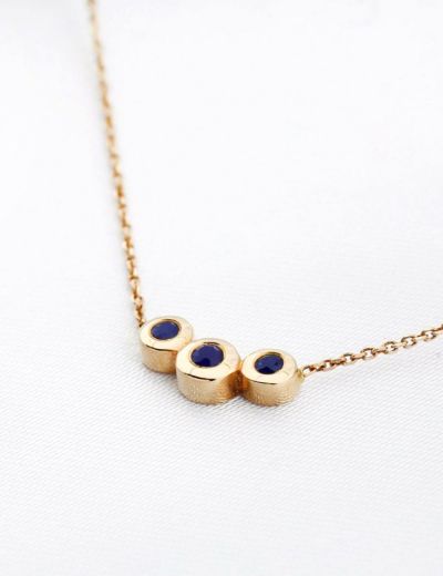 Doğal Safir Tria Altın Kolye resmi