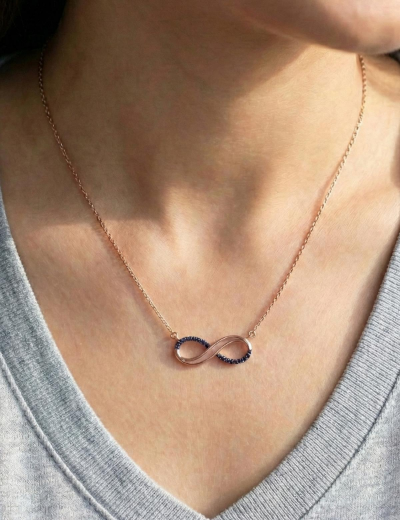 Safir İkiz Sonsuzluk Kolye resmi