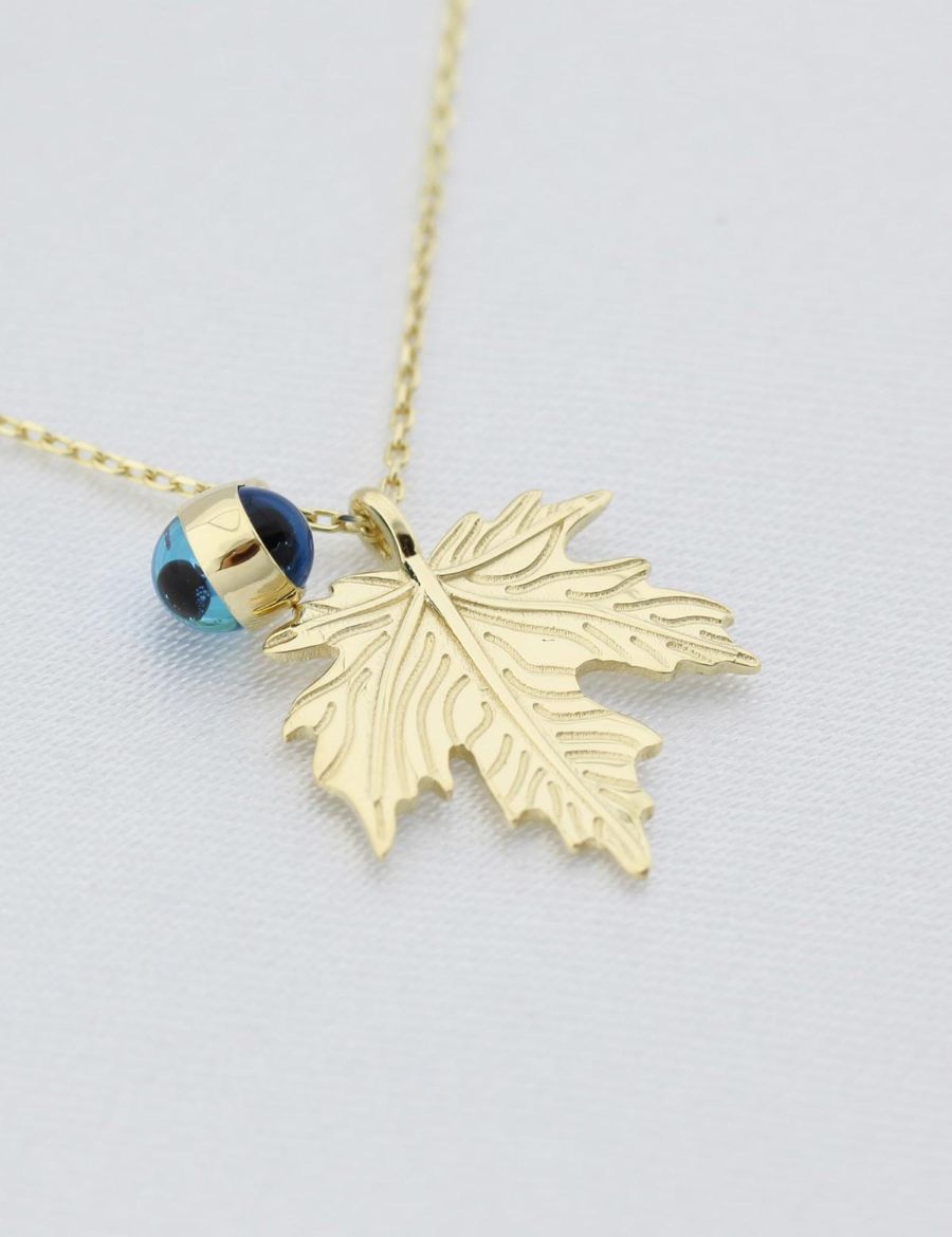 Çınar Yaprağı Altın Kolye-14 Ayar resmi
