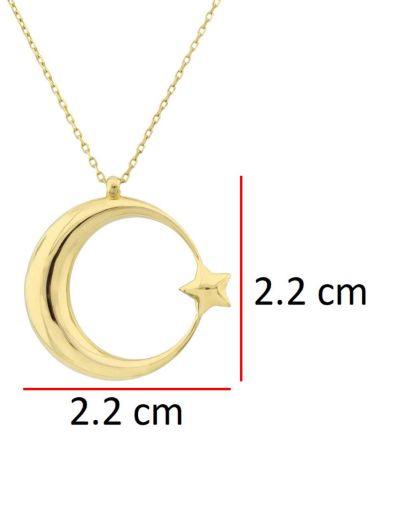Altın Ay Yıldız Kolye resmi