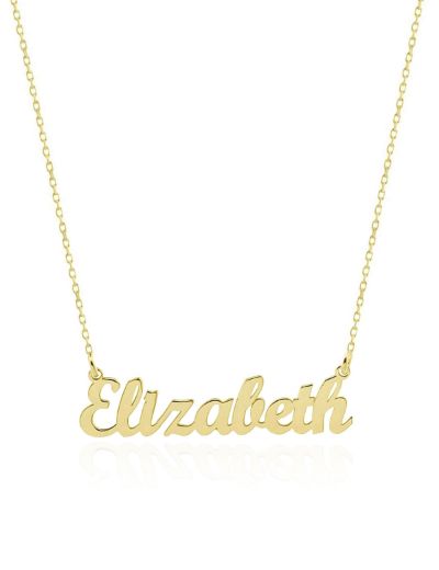 Gotik Font Kişiye Özel Altın  İsimli Kolye - 14 Ayar resmi