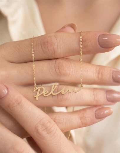 Kişiye Özel İnce El Yazısı İsimli Altın Kolye- 14 Ayar resmi