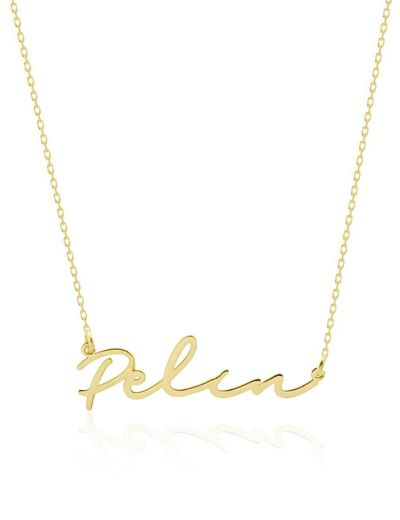 Kişiye Özel İnce El Yazısı İsimli Altın Kolye- 14 Ayar resmi