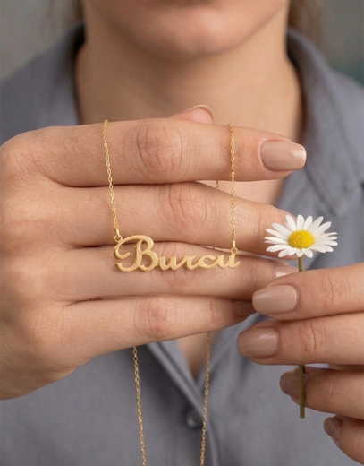 Kişiye Özel Altın İsimli Kolye-14 Ayar resmi